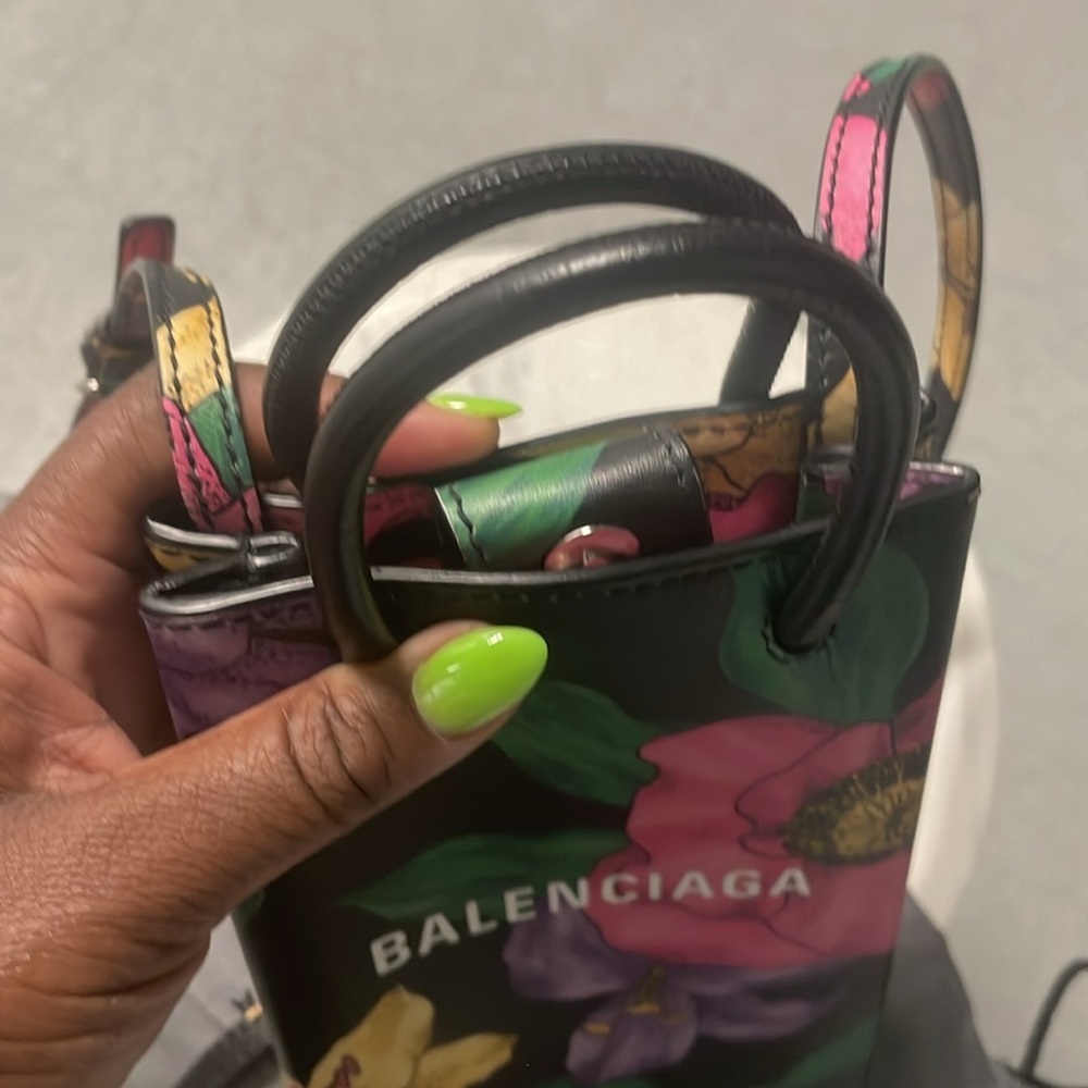 Balenciaga Floral Print Women's Bag - Black and Multicolor - Picture 4 of 4